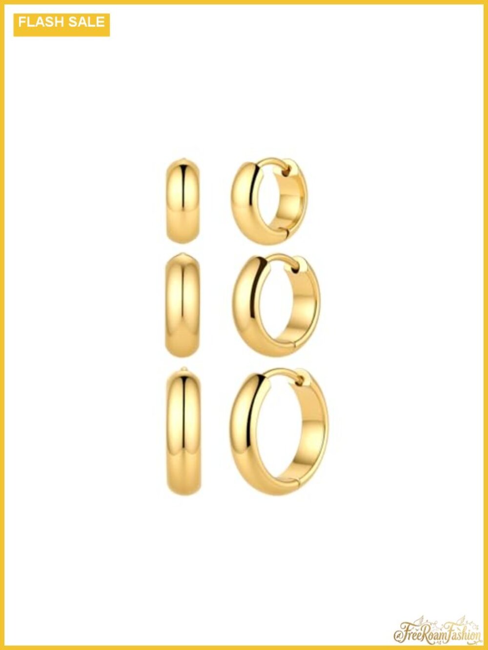 14K Gold Plated Hoop Earrings Set for Women 3 Pairs Hypoallergenic Lightweight